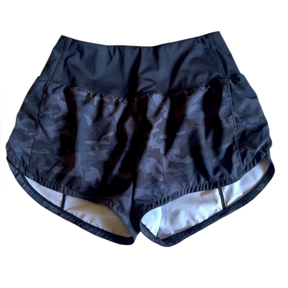 Black Camo Women's Jogging Shorts‎ Key Pocket Front & Back Zipper Pocket Small
